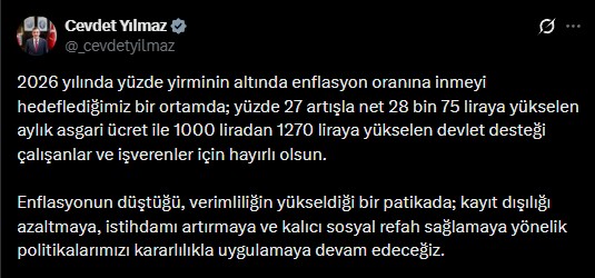 Cevdet Yılmaz'dan asgari ücret tebrik açıklaması...